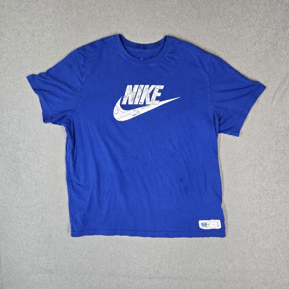 Nike Men Shirt 2XL Blue Big Logo Graphic The Nike Tee Short Sleeve